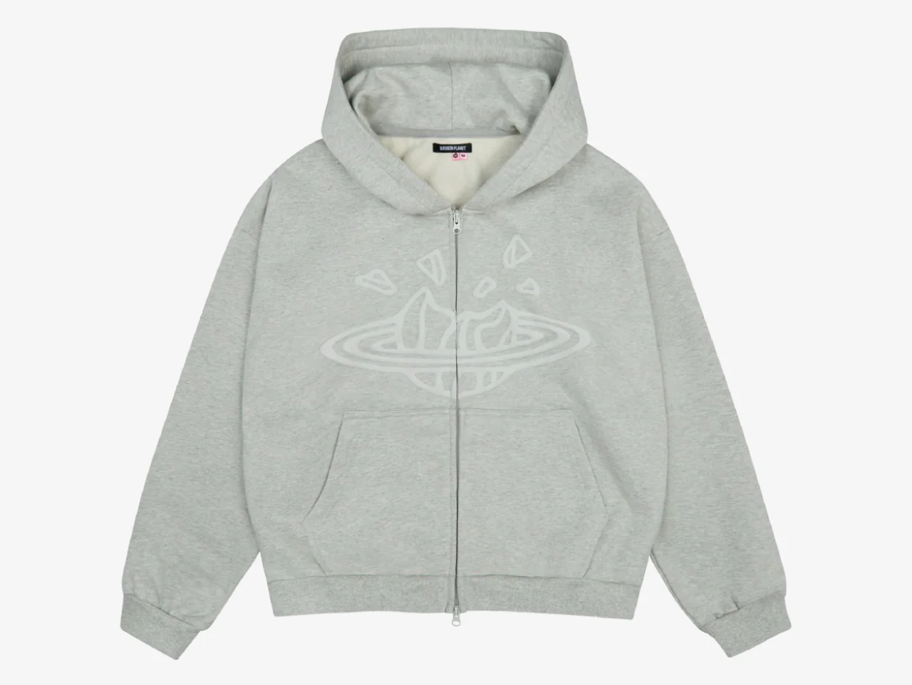 Broken Planet Zip-Up Hoodie Ash Grey