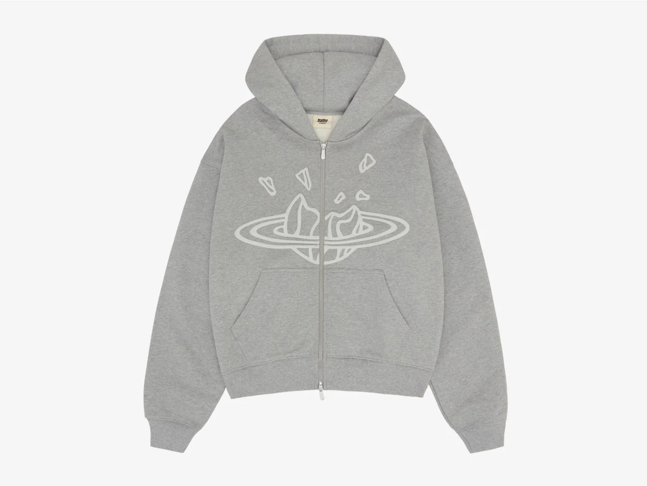 Broken Planet Zip-Up Hoodie Heather Grey