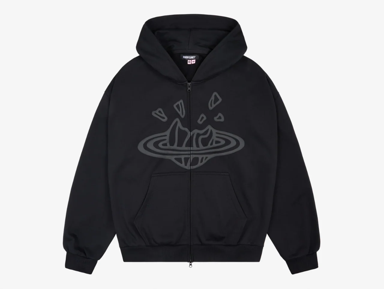 Broken Planet Zip-Up Hoodie Midnight Black