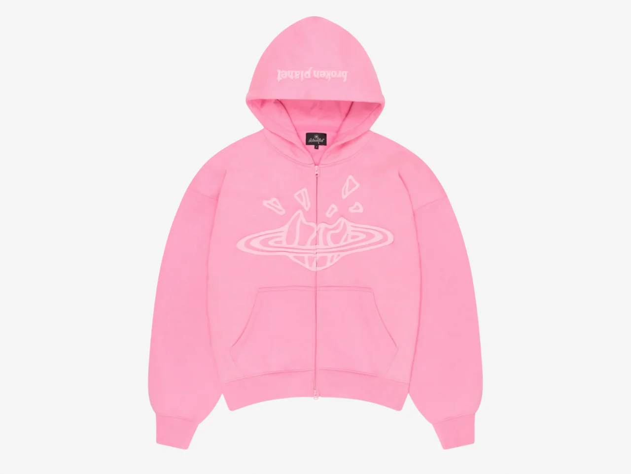 Broken Planet Zip-Up Hoodie Candy Pink